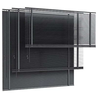 Black Modern Window Blinds Featuring Adjustable Slats And Sleek Contemporary Style 3d model