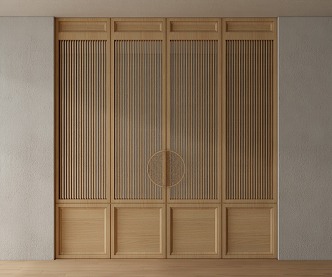 Japanese-style sliding door swing door 3d model