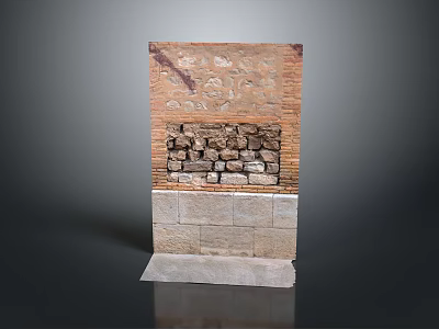 Natural Outdoor Stone Landscape Structure With Bricks And Slate Base 3d model