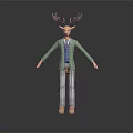 Anthropomorphic Deer Character With Green Blazer Blue Vest Striped Pants And Shoes