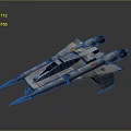 Futuristic Spaceship With Streamlined Gray Body Twin Engines And Red Yellow Markings