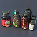 Colorful Assorted Food Jars with Nuts Preserved Fruits and Different Flavors
