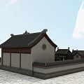 Traditional Chinese Ancient Architecture With Classic Roof Eaves And Stone Ground