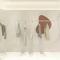 Modern Clothing Store Interior With Hanging Clothes Arched Design Green Plants And Seating Area
