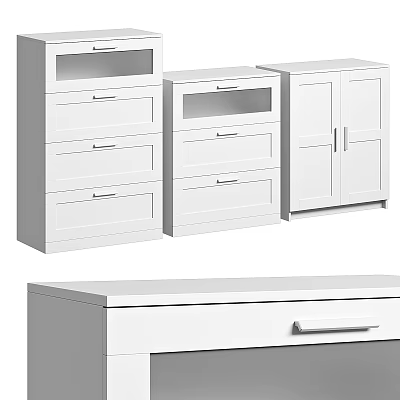 White Decorative Storage Cabinet With Modern Design Drawers And Doors For Living Room 3d model