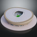 Modern Circular Stadium Architectural Model With White Lattice Roof And Green Field
