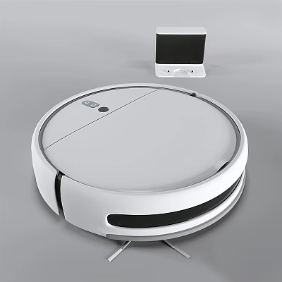 Efficient White Robotic Vacuum Cleaner as Daily Use Appliance With Charging Dock For Automatic Cleaning 3d model