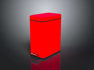 Red Square Foot Pedal Trash Can With Modern Design For Home Use And Sleek Look 3d model