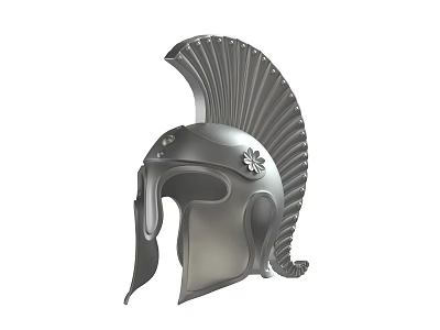 Roman Helmet With Metallic Construction Decorative Plume Classic Design And Ancient Warrior Style 3d model