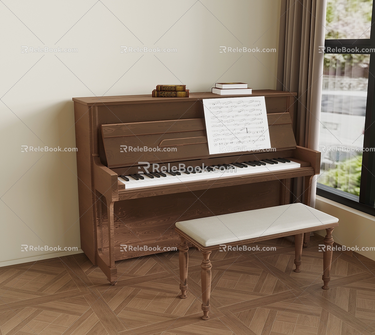 Antique Piano 3d model