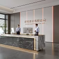 Modern company front desk background wall reception area bar desk reception desk hall simple lobby 3d model