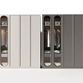 Modern Style Wardrobe In Light Gray And Dark Gray With Glass Doors And Hanging Areas