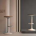 Modern Designer Bar Stools With Sleek Circular Seats And Stable Base Design 3d model