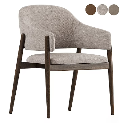 Modern Upholstered Dining Chair With Wooden Frame And Neutral Fabric Seat 3d model