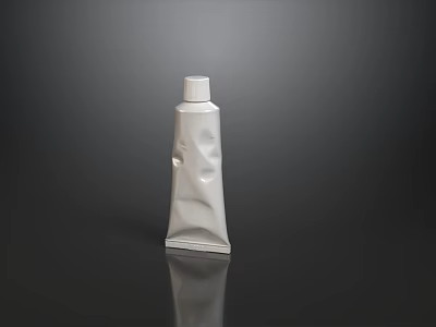 White Plastic Tube Container On Black Background With Reflection Surface 3d model