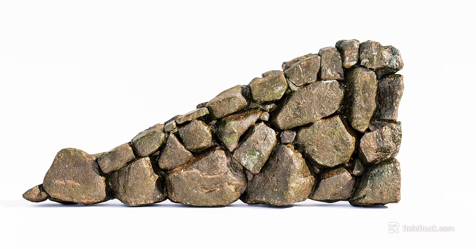 Natural Rock Building Exterior Wall With Rough Texture And Stone Construction 3d model