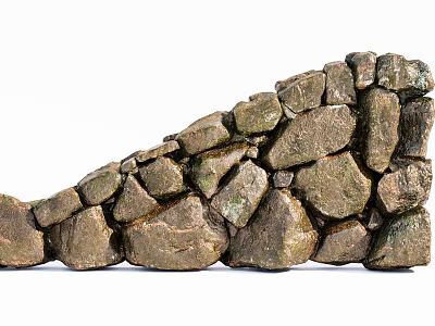 Natural Rock Building Exterior Wall With Rough Texture And Stone Construction 3d model