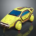 Rusty Yellow Taxi With Large Round Wheels Solar Panel Roof And TAXI Lettering