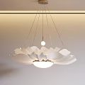 Elegant White Petal Shaped Chandelier With Central Hanging Bulb Design