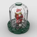 Building Blocks Santa Claus Minifigure in Transparent Glass Dome on Green Base