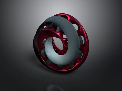 Modern Spiral Shaped Red And Gray Household Item With Decorative Holes Design 3d model