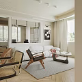 Dining and Living Room Open Layout Interior Design With Modern Sofa Dining Table And Area Rug