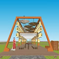 New Chinese Landscape Small Building Corridor Frame 3d model