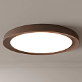 Modern Round Ceiling Light With Brown Frame White Illumination And Flush Mount Design
