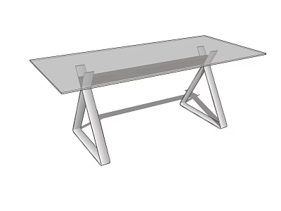 Sleek Modern Conference Table With Glass Top And Metal Frame Structure 3d model