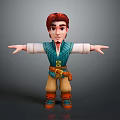 Game and Movie Character With Red Hair Green Vest White Sleeves and Arms Outstretched