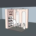 Pink MUSKAL Shoe Store With Display Shelves Shoes White Chair And Potted Plant