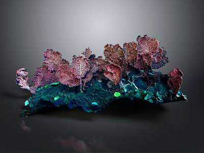 Stunning Coral Polyps With Copper Blue Red Hues And Branch Like Marine Structures 3d model