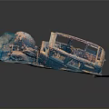Rusted Car Wreckage Surrounded By Blue Sediment In Underwater Scene Structure