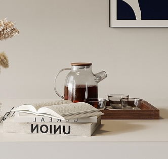 Teapot Book Tray Ornaments Combination 3d model