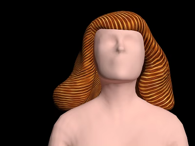 Game and Movie Character With Orange Yellow Wavy Long Hair No Facial Features Black Background 3d model