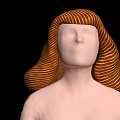 Game and Movie Character With Orange Yellow Wavy Long Hair No Facial Features Black Background