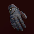 Leather Glove With Metal Badge Stitched Details And Spiked Finger Design