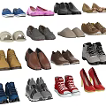 Assorted Stylish Shoes Featuring Sneakers Heels Leather Sandals And Casual Designs