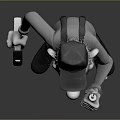 Cartoon Style 3D Model Game and Movie Character with Hat Overalls and Microphone Device