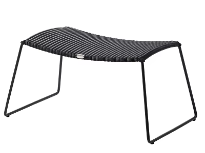 Modern Minimalist Stool With Black Metal Frame And Striped Woven Seat 3d model