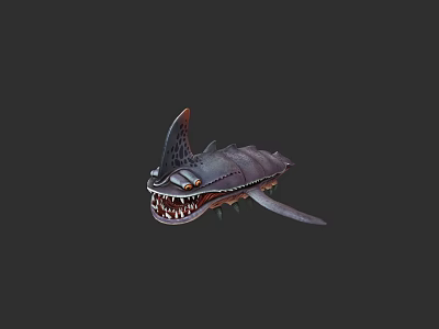 Fierce Looking Dark Gray Shark With Sharp Teeth Spiked Dorsal Fin And Rough Skin Texture 3d model