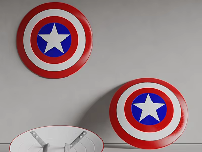 Captain America Shield Decorative Ornament Set with Red White Blue Star Wall Decor 3d model