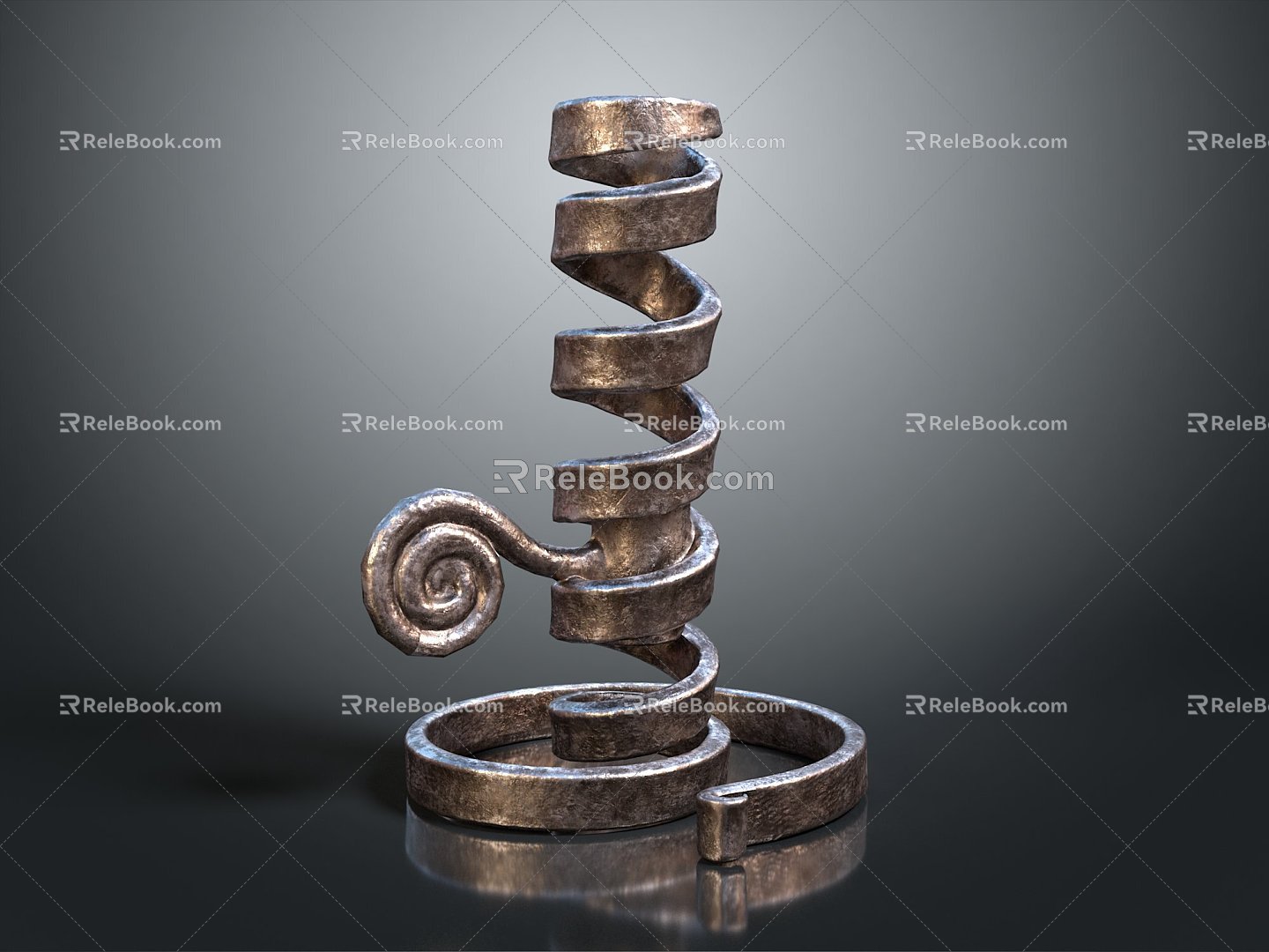 Vintage Candlestick Spiral Metal Candlestick Metal Candlestick 3d model