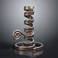 Unique Spiral Design Metallic Candle Lamp With Circular Base And Curved Decor