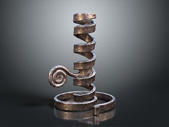 Vintage Candlestick Spiral Metal Candlestick Metal Candlestick 3d model