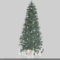 Festive Christmas Tree With White Spherical Ornaments Silver Ribbons And Gift Boxes Underneath