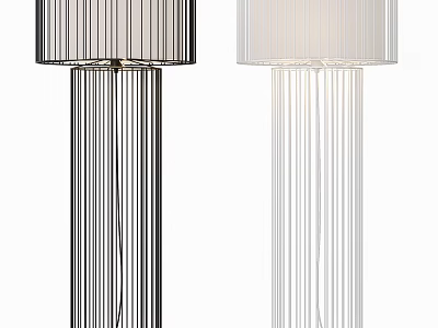 Modern Floor Lamps With Black And White Designs Cylindrical Shades And Slender Striped Poles 3d model