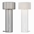 Modern Floor Lamps With Black And White Designs Cylindrical Shades And Slender Striped Poles