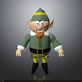 3D Elf Character With Green Hat Pointed Ears Orange Beard White Cuffs And Yellow Pants