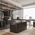 Modern Cloakroom Interior Design With Glass Door Wardrobes And Black Dressing Table